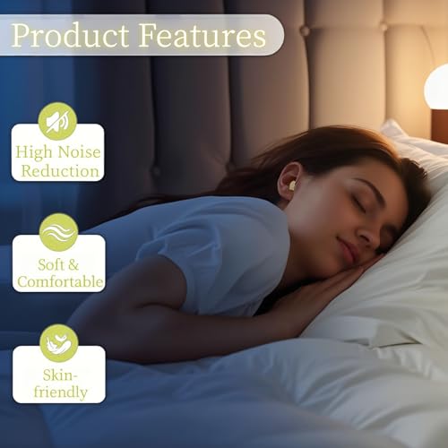 60 Pairs Ultra Soft Foam Ear Plugs, 36dB SNR Noise Reduction Earplugs for Sleeping Hearing Protection Travel Shooting Work Concentration Construction Site, Yellow