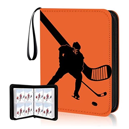 Hockey Card Binder,4-Pocket Trading Card Binder with 400 Card Sleeves,Portable Cards Album Case for Cards Collection Baseball Football Hockey Basketball Sports Cards (400 Pocket Hockey)