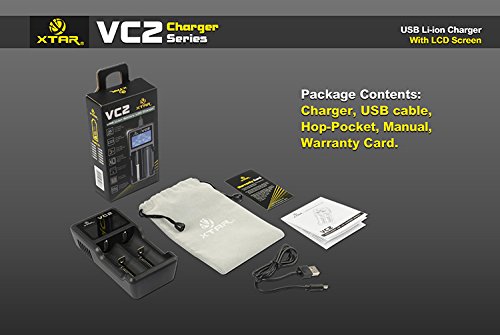 Xtar Vc2 Universal Usb Powered Smart Battery Charger For Li-Ion / Imr 10440/14500/14650/16340/17500/17670/18350/18500/18650/ 18700/ 22650/25500/26650 3.6/3.7V Types With Edisonbright Brand Usb Power Adapter Bundle #TOP7