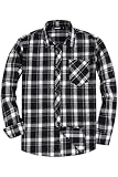JupiterSecret Mens Flannel Shirts Long Sleeve Button Down Plaid Casual Shirt Regular Fit with Pockets (BlackPlaid,L)