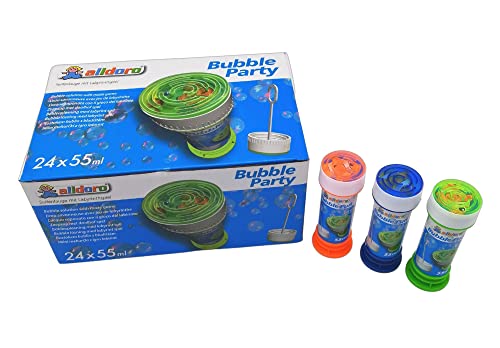 alldoro 63073 Lot de 24 Bulles de Savon Bubble Fun avec bâton de Pustule et Labyrinthe dans Le Couvercle, Lot de 24 pièces pour Mariage et JGA pour Enfants à partir de 36 Mois et Adultes