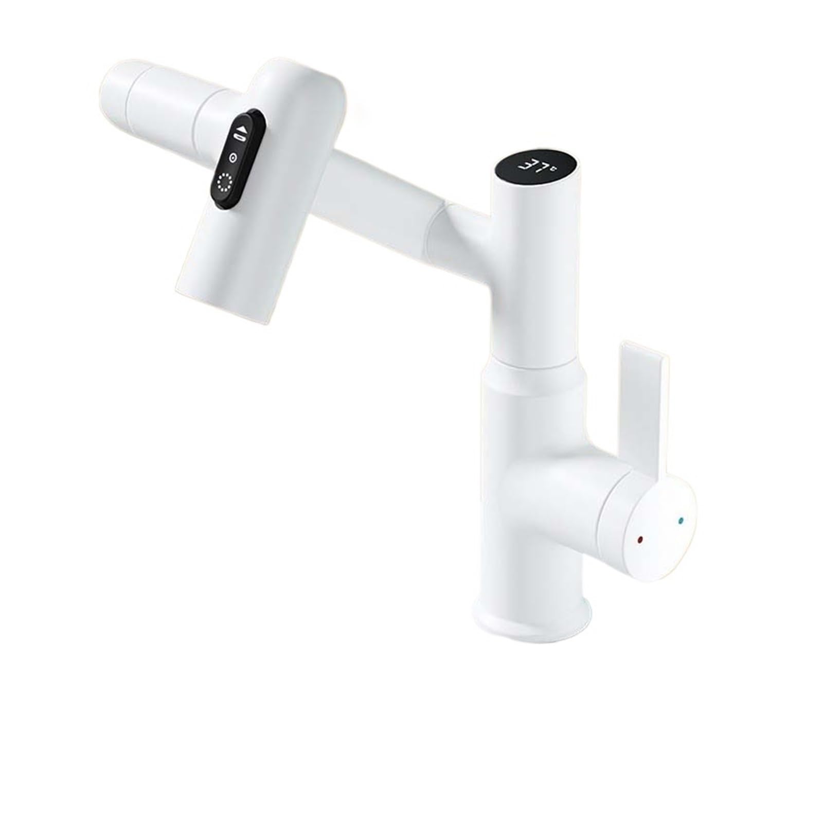 Pull-Out Basin Faucet 360° Rotating washbasin hot and Cold Water Mixer Faucet countertop Mounted Digital Display Faucet (Color : Gun Gray)