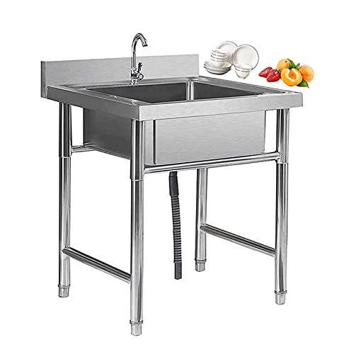 RTYHN 60 cm Fregadero de Cocina, Fregadero Comercial de Acero Inoxidable, Fregadero de restaurantes extraíble, Fregadero Camping Cover