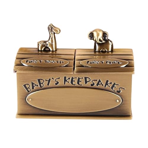 First Diente Keepsake Box - Puerta de memoria, organizador para niños | Diseño de animales de aleación de zinc de dientes, contenedor Milestone con tapa para la colección infantil, dep