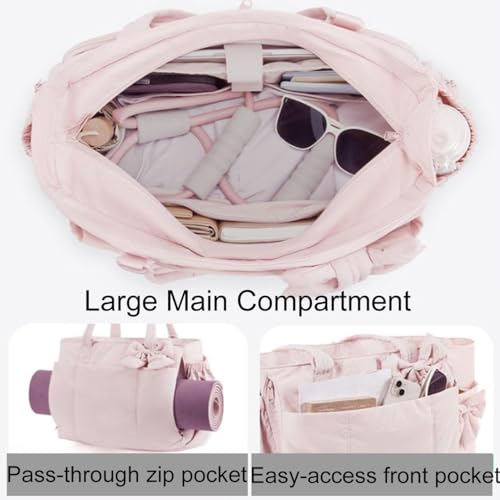 Lightweight Crush Bow Tote Bag, Bow Tote Bag for Women, for Daily Use Work Gym Grocery Travel4