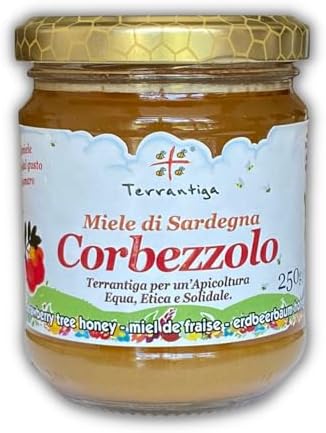 Corbezzolo Raw Honey from Wild Strawberry Tree Flowers, Artisanal Bitter-Sweet Honey from Sardinia, Italy - (250gr) 8.8 oz