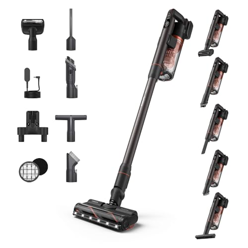 Philips Aspirateur sans Fil Série 7000 SpeedPro Max - Aspiration Balai Puissant à 360°, Max. 80mins, pour Poils d'animaux, Tapis et sols durs, Léger, 4 Accessoires à LED, Noir/Corail (XC7065/01)