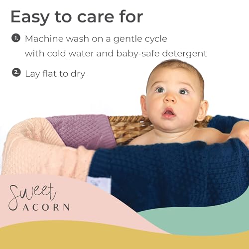 Image of Knit Baby Blanket in Cable Pattern, Organic Cotton Blankets for Crib or Stroller, Receiving Blankets - Lilac Purple