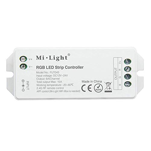 Controlador de tira LED inteligente LIGHTEU®, Miboxer Milight RGB para tira de luz RGB, controlador DC 12V 24V Max.15A, fut043