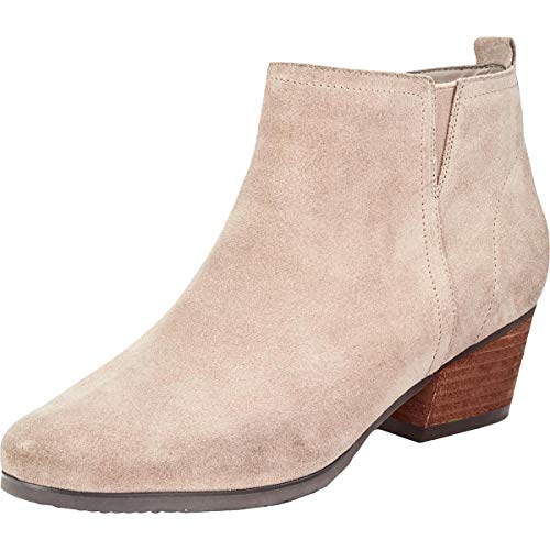 Aqua College Womens Isla Suede Block Heel Ankle Boots Taupe