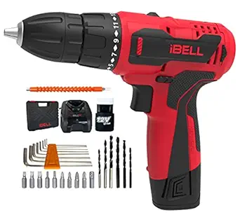 iBELL Cordless Drill Driver CD12-74, 12-Volts,1 Battery+BMC Box + Extra 32 Accessories