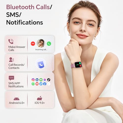 Image of Smart Watches for Women (Calls /SMS /Reminders), 1.85 inch HD Alexa Smart Watch for Android Phones & iphone Compatible, 120+ Sport Modes Fitness Watch, Heart Rate /SpO2 /Sleep Tracker, 3ATM Fitness Trackers