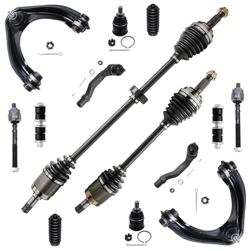 Image of Detroit Axle - Front End 14pc Suspension Kit for 1996-2000 Civic, 2 CV Axle Shafts 2 Control Arms 2 Ball Joints 2 Sway Bars 4 Tie Rods 2 Boots 1997 1998 1999 Replacement