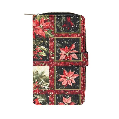 Cardinal Birds Christmas Tree Ball Stylish Leather Wallet Womens Mens Slim Purse Secure Card Holder Durable Bifold Clutch Handbag