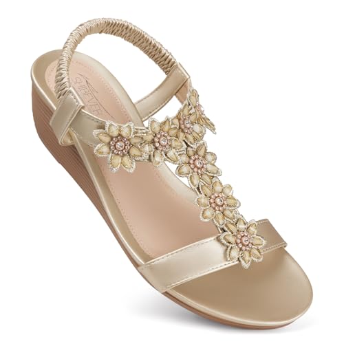 Image of SHIBEVER Wedge Sandals for Women Dressy: Summer Platform Comfortable Low Wedges Womens Sandal