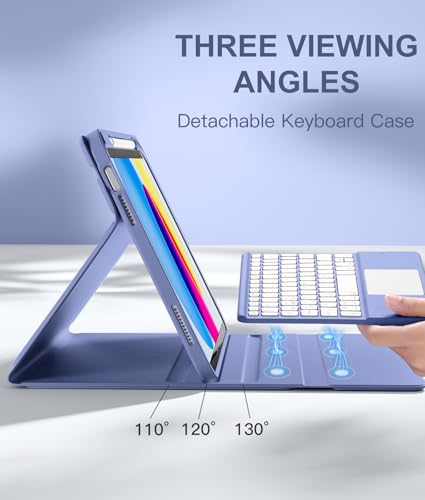 Image of Harvopu Compatible for iPad 11th 10th Generation Case with Keyboard, Folio Cover with Pencil Holder, Multi-Touch Trackpad, 7 Color Backlit, Detachable Keyboard for iPad (A16) 11th /10th Gen (Blue)
