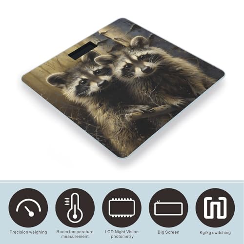 Báscula digital para baño Racoons, vidrio templado 26x26 cm miniatura 3