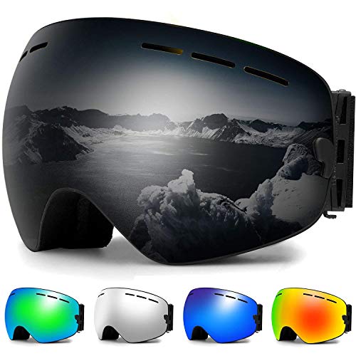 Zerhunt Ski Goggles, Snowboard Goggles Over Glasses, Anti Fog UV Protection Snow Goggles