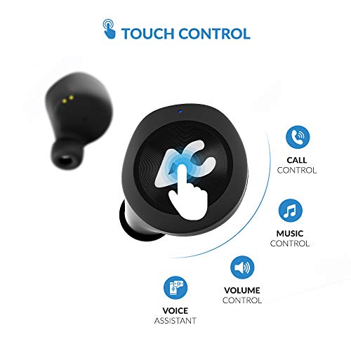 Image of AirBolt 505 True Wireless (TWS) Earbuds - Bluetooth 5.0, Full Touch Earphones, IPX5 Water Resistant, HD Stereo Sound, High Bass, InBuilt MIC, Upto 36 Hours Playtime with Charging Case (Full Black)