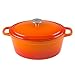 Zelancio Cookware 6-Quart Enameled Cast Iron Oval Dutch Oven Cooking Dish with Skillet Lid, Tangerine Orange