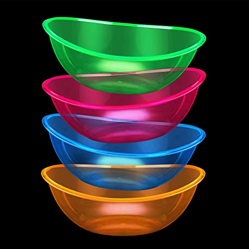 Friwer Neon Oval Plastic Contoured Serving Bowls, Party Snack Or Salad Bowl 80 Oz. Set In Pink Blue Green Orange Set Of 4 #TOP1