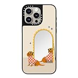 CASETiFY Mirror iPhone 15 Pro Max用 ケース [反射 / 5フィートの落下に耐える保護力/Magsafe対応] - チェッカーダックスフントミラー - シルバーオンブラック