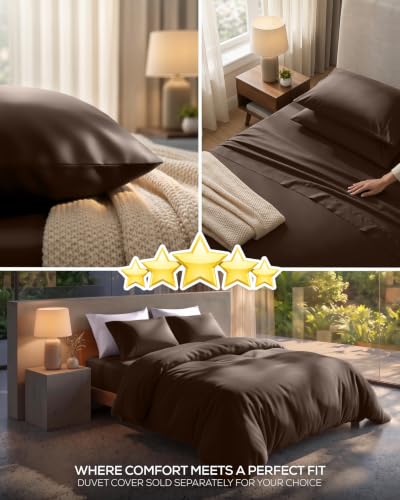 Image of Utopia Bedding Queen Sheet Set 4 Piece Soft Sheets - Brown