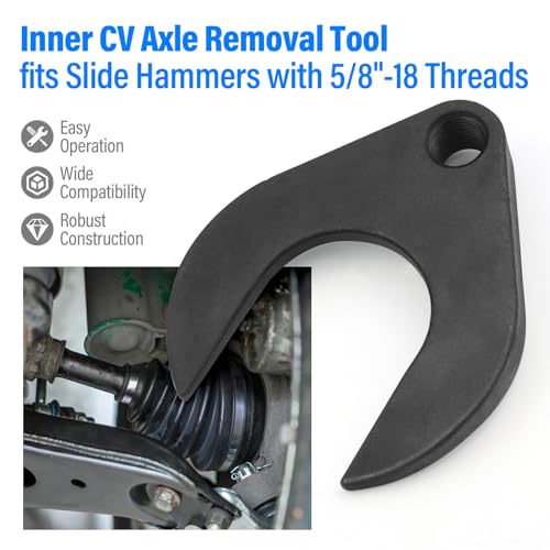 48mm Inner CV Axle Removal Tool with Nut - Front Wheel Drive Vehicles Axle Pulley Attachment For Slide Hammer with 5/8\"-18 Threads - CV Joint Puller Fork Adapter Removing Tool Fix Damaged CV Joints