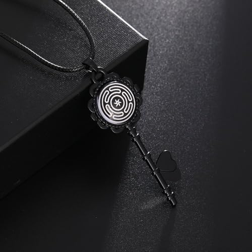 NIGHTCRUZ Hecate Wheel Key Necklace, Round Glass Key Pendant, Witchcraft Amulet Necklace for Men Women4