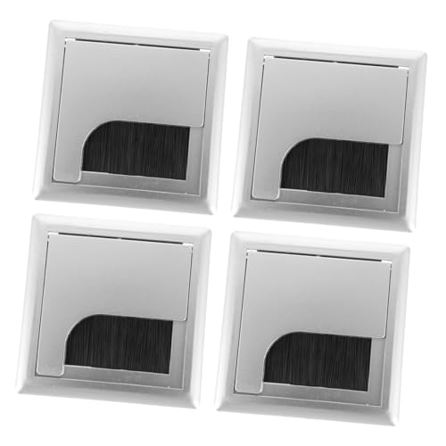 TEHAUX 4 piezas Tapas para Orificios de Cable con Cepillo de Plástico para Escritorios, Bordes Redondeados, Gestión de Cables para Computadoras, Uso en Hogar y Oficina miniatura 5