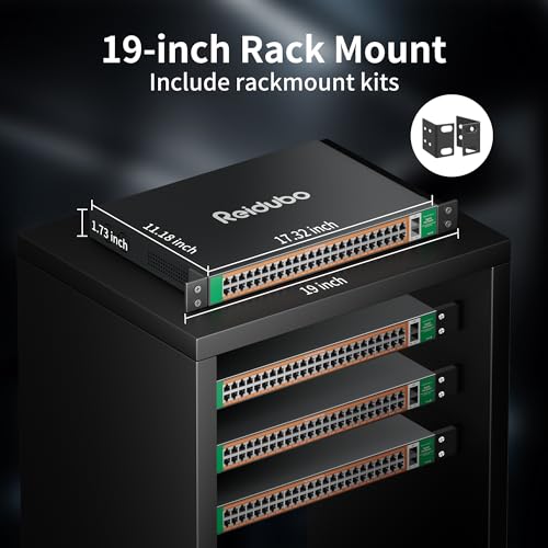 Image of Gigabit PoE Switch Unmanaged 48 Port with 2*1000Mbps SFP Uplink, Total 900W High Power PoE+ Network Switches, 802.3af /at, AI Watchdog Ethernet Switch
