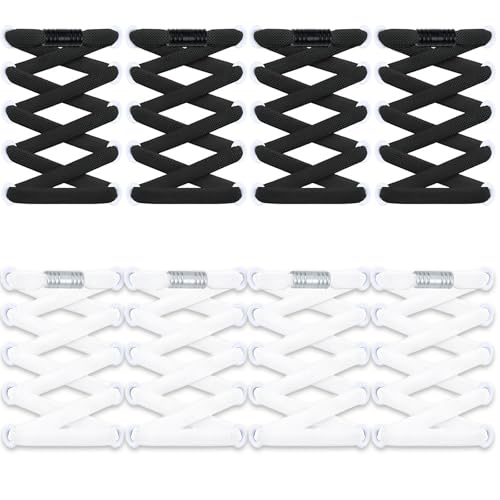 4 Pairs of Einstellbar Elastische Schnürsenkel Ohne Binden,schuhbänder Ohne Binden Geeignet für Männer Frauen Kinder Senioren Schnürsenkel Elastisch