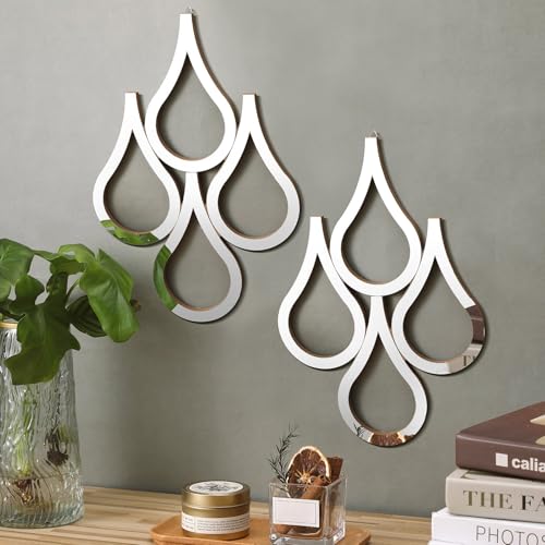 Weysat 2 Pieces Teardrop Wall Mirror Hanging Wall Mounted Decorative