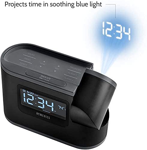 Homedics Soundsleep Recharged Alarm Clock & White Noise Sound Machine, 6-In-1 Projection Alarm Clock And Sleep Sound Machine, 8 Nature Sounds And Indoor Temperature Sensor, Auto-Off Timer #TOP6
