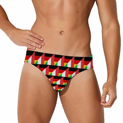 Italy and Germany Flag Printed Swim Briefs for Men Sexy Bikini Swimwear Elastic Beach Trunks Bathing Suit
