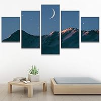 SIGNWIN 5 Panel Canvas Wall Art Aerial Astronomy & Space Expressive Global Moon Multicolor Photography Realism Warm for Home Decorations Ready to Hang - 60