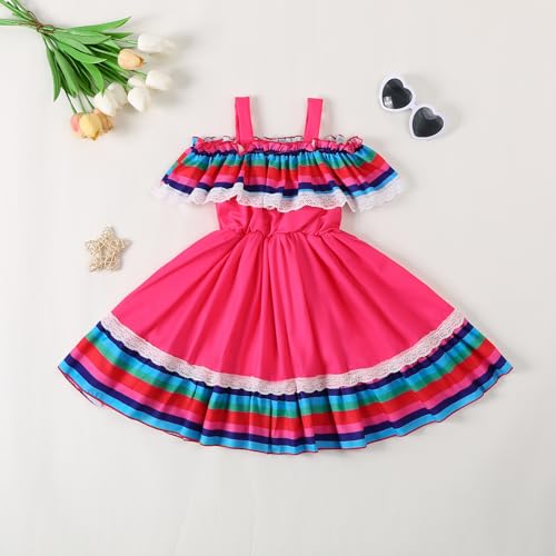 VINUOKER Toddler Girls Mexican Dress Cinco de Mayo Dress Mexican Traditional Fiesta Dress2