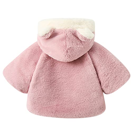 Image of Bold N Elegant Faux Fur Warm Winter Outerwear Hooded Baby Jacket Coat Blanket with Soft Plush Golden Bunny Ear for Infant Toddler Boy Girl Kids