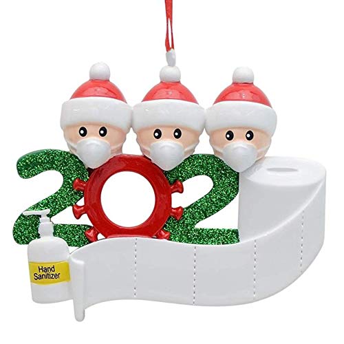 Cimiva Juego de decoración navideña Personalizado de la Familia de sobrevivientes 2020, Colgante de árbol de Navidad, Regalo Creativo de Bricolaje, 3 muñecas Blancas