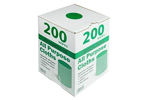 We Can Source It Ltd - Sheet J Type Antibacterial Cleaning Cloth Roll with Easy Dispenser Box – Multi-Purpose Surface Wipes for Catering, Kitchen, and Commercial Cleaning – Green - Pack of 200