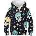 Produktbild HLXZMCVBT Schädel Kinder Hoodie 3D Shirts Kinder Langarm Pullover Sweatshirt Mit Taschen 11-13Y