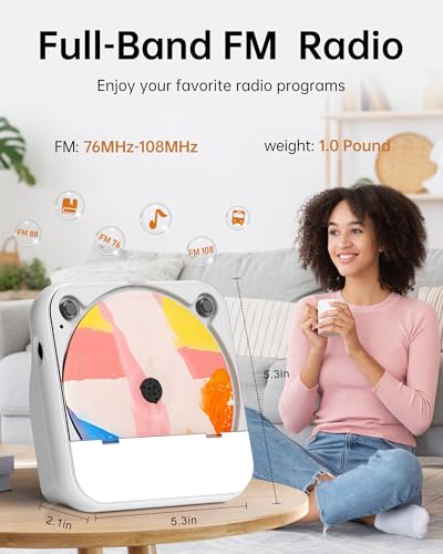 Image of Portable CD Player Bluetooth Rechargeable, Mini Desktop for Home with HiFi Speaker, Cute CD Player Remote Control, Supports CD /FM Radio /USB, Cream