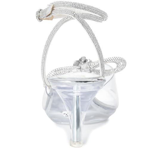 NBUUNBU Rhinestone Bowknots Strappy Heels Clear Heels for Women Ankle Strap Platform Sandals Transparent High Heels Sexy Crystal Slingback Stiletto Open Toe Comfy Party Wedding Shoes Mules Pump, 7 by NBUUNBU - Used condition - Image 8