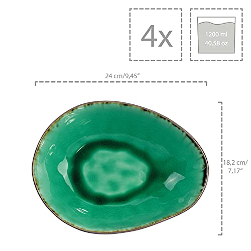 Sänger | Pasta Bowl Set Palm Beach - 4-Piece Stoneware Dish Set – 40.58Oz Farmhouse Cereal Bowls - Expandable, Special And Family Dinner, Everyday And Outdoor Use - Dinner, Breakfast Bowl Set #TOP4