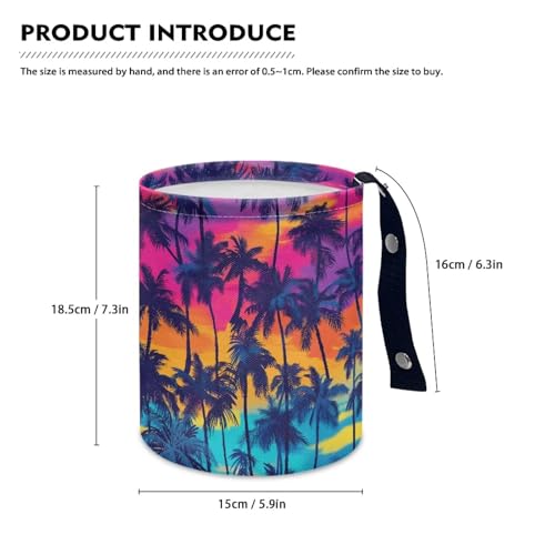 Image of Colorful Palm Car Trash Bag, Cars Trash Can - Cute, Portable, Collapsible for Back Seat, Floor, or Hanging Headrest Waste Basket - Car Garbage Accessory