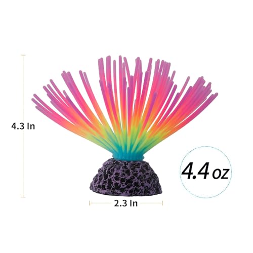 Image of Silicone Sea Urchin Glow Fish Tank Decorations, Aquarium Imitative Sea Urchin Ball Artificial Ornament with Glowing Effect for Aquarium Fish Tank Landscape Decoration (Rainbow)