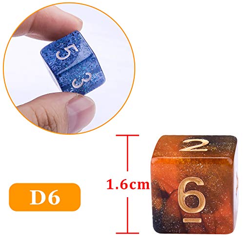 AUSTOR 35 Pieces Dices 6 Sided Polyhedral Dice Set Mixed Color 6 Sides Dice Assortment with a Black Velvet Storage Bag for DND RPG MTG Table Games
