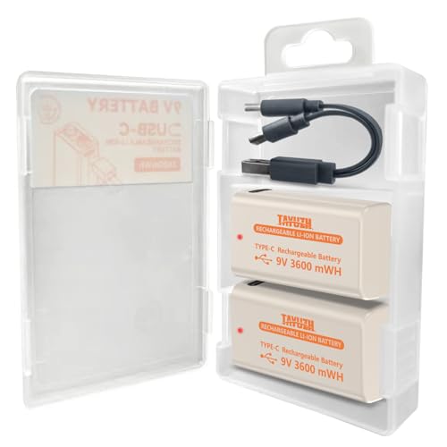 9V Wiederaufladbare Akkus 3600 mWh 9V Lithium Block Akkus mit hoher Kapazität für Rauchmelder Mikrofone Alarmanlagen Spielzeug Taschenlampen medizinische Geräte usw 2 Stück