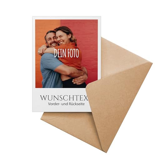 Ausgewählt verpackt Personalisierte Karte mit Umschlag – selbst gestalten mit Foto und Text – Postkarte DIN A6 – Hochzeitskarte, Geburtstagskarte – Dankeskarte Kommunion, Konfirmation