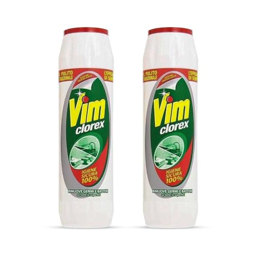 VIM Clorex Scouring Powder 750g (pack of 2) | Classic Cleaner with Bleach for Cookware, Utensils, Sinks, Toilets & Stainless Steel | Extra Whitening Power | Removes Grease, Grime & Bacteria